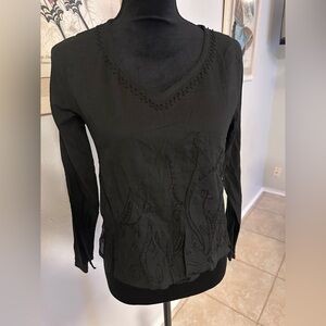 Chaudry KC Elegant Black Embroidered Women's Top NWT